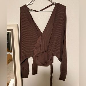 Eye Candy Chocolate V-Neck Sweater